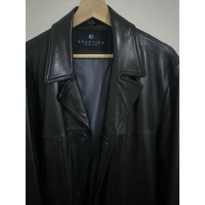 Kenneth Cole Reaction butter-soft black leather men's car coat -M